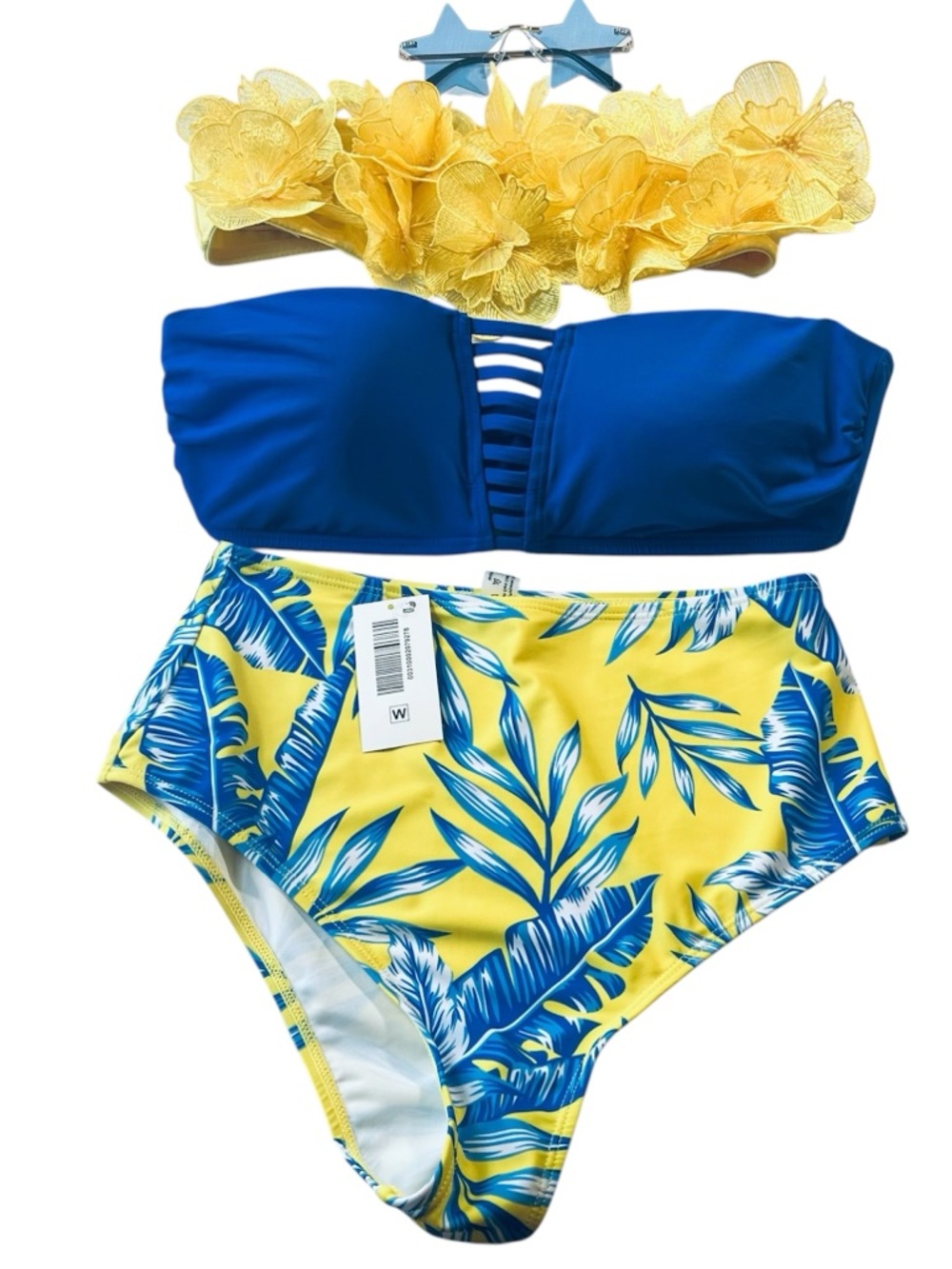 Tropical swim bundle,Cole Haan& Asos top size M. High waist bottoms S + gift